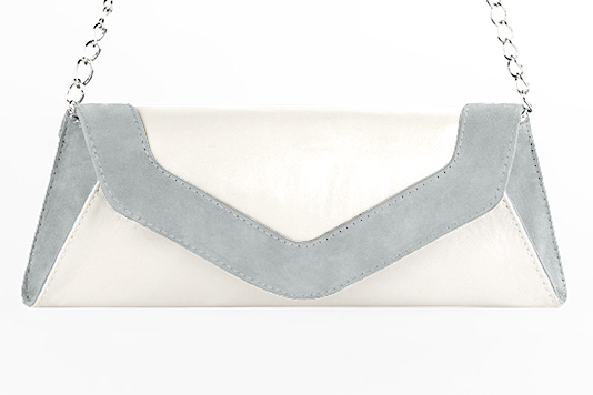 Pearl grey and pure white matching shoes and clutch. Wiew of clutch - Florence KOOIJMAN